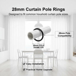 Homeelabador 30mm Metal Black Colour Curtain Pole Rod Rings With Clips Hanging Pack Of 30 - thumbnail 2