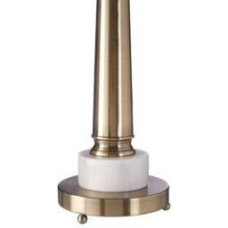 Orsina Classic Table Lamp With Antique Brass Tapered Stand, White Marble Base & Linen Shade, Elegant Iron Lighting - thumbnail 4