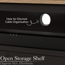Christow Tv Stand With Storage Oak-Effect Top 2 Drawers Shelf Charcoal H45 X W118 X D40Cm - thumbnail 3