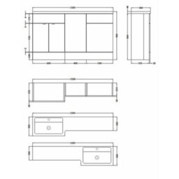 Hudson Reed Fusion 1500mm Right-Hand Basin & Wc Combination Unit, Charcoal Black, Gloss/matt - thumbnail 5