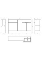 Hudson Reed Fusion 1500mm Right-Hand Basin & Wc Combination Unit, Charcoal Black, Gloss/matt - thumbnail 6
