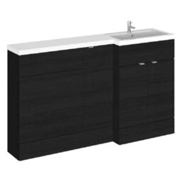 Hudson Reed Fusion 1500mm Right-Hand Basin & Wc Combination Unit, Charcoal Black, Gloss/matt - thumbnail 1