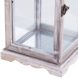 Beliani 47Cm White Iron Lantern With Glass Panels For Pillar Candles - Distressed Retro Decor Accent - thumbnail 6