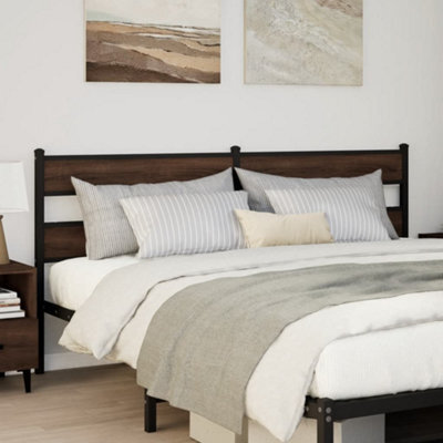 Berkfield Headboard Brown Oak 200 Cm Steel And Engineered Wood - image 1