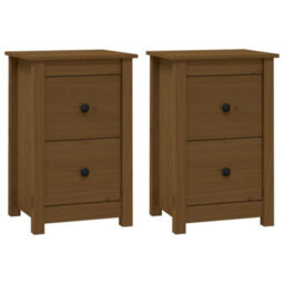Berkfield Bedside Cabinets 2 Pcs Honey Brown 40X35X61.5 Cm Solid Wood Pine - thumbnail 2
