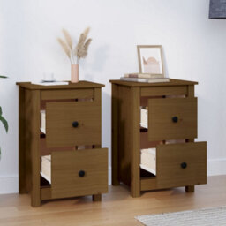 Berkfield Bedside Cabinets 2 Pcs Honey Brown 40X35X61.5 Cm Solid Wood Pine - thumbnail 7
