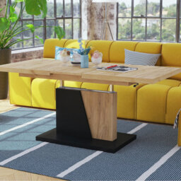 Heze Furniture Gala 2 In 1 Extending Coffee / Dining Table - Gold Craft Oak / Black - thumbnail 3