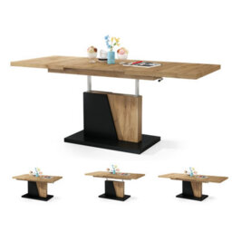 Heze Furniture Gala 2 In 1 Extending Coffee / Dining Table - Gold Craft Oak / Black - thumbnail 2