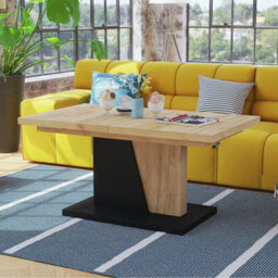 Heze Furniture Gala 2 In 1 Extending Coffee / Dining Table - Gold Craft Oak / Black - thumbnail 4