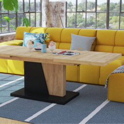 Heze Furniture Gala 2 In 1 Extending Coffee / Dining Table - Gold Craft Oak / Black - thumbnail 1