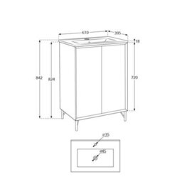 Homestylestore Anthracite 610mm Bathroom Vanity Unit With Basin And Aged Gold Finger Pull Handle - thumbnail 4