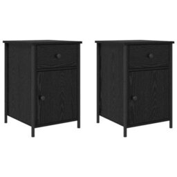 Berkfield Bedside Cabinets 2 Pcs Black Oak 40X42X60 Cm Engineered Wood - thumbnail 2