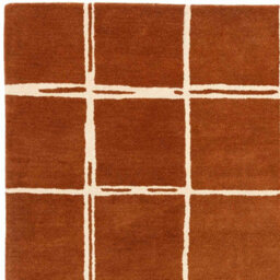 Rust Chequered Wool Modern Shaggy Handmade Rug For Living Room Bedroom & Dining Room-120Cm X 170Cm - thumbnail 4