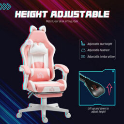 Homcom Gaming Chair With Footrest, Reclining Computer Chair, Pink - thumbnail 5