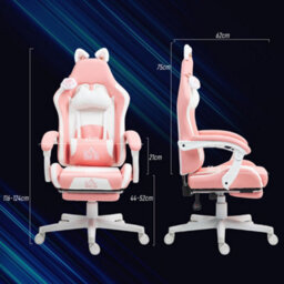 Homcom Gaming Chair With Footrest, Reclining Computer Chair, Pink - thumbnail 3