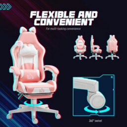 Homcom Gaming Chair With Footrest, Reclining Computer Chair, Pink - thumbnail 7