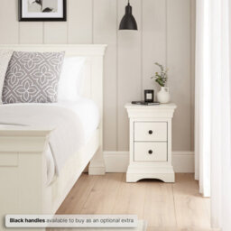 The Furniture Market Wilmslow White Painted 2 Drawer Slim Bedside Table Elegant French Inspired Design, Compact Size, Satin Paint Finish - thumbnail 4