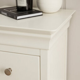 The Furniture Market Wilmslow White Painted 2 Drawer Slim Bedside Table Elegant French Inspired Design, Compact Size, Satin Paint Finish - thumbnail 5