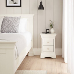 The Furniture Market Wilmslow White Painted 2 Drawer Slim Bedside Table Elegant French Inspired Design, Compact Size, Satin Paint Finish - thumbnail 2