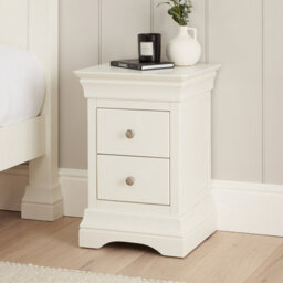 The Furniture Market Wilmslow White Painted 2 Drawer Slim Bedside Table Elegant French Inspired Design, Compact Size, Satin Paint Finish - thumbnail 3