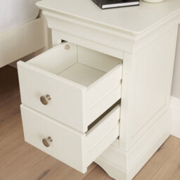 The Furniture Market Wilmslow White Painted 2 Drawer Slim Bedside Table Elegant French Inspired Design, Compact Size, Satin Paint Finish - thumbnail 6