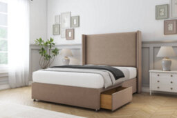 "Comfort Madrid Mink Plush Divan Bed Set 2 Drawers Foot-End - 54"" Wingback 4'6 Double" - thumbnail 2