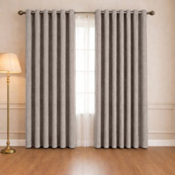 Oxford Homeware Eyelet Beige Linen Effect Curtains Fully Lined 100% Blackout Thermal Insulated Curtain Pair (W)228Cmx(L)228Cm
