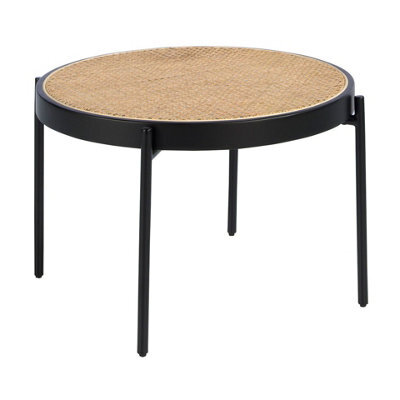 Angel Cerda Stylish Round Coffee Table In Rattan And Black Steel For Modern Homes - image 1