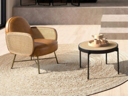 Angel Cerda Stylish Round Coffee Table In Rattan And Black Steel For Modern Homes - thumbnail 2