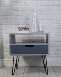 Aspect Furniture Viola Hairpin Leg Side Table With Drawer, Grey - thumbnail 4