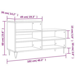 Vidaxl Shoe Cabinet Concrete Grey 102X36X60 Cm Engineered Wood - thumbnail 3
