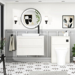 Royal Bathrooms Royal Bathroom Elmore 800mm Classic White Wall Mounted Countertop Bathroom Vanity Unit 2 Drawer With Qubix Basin - thumbnail 5