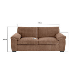 BlissFurniture Ltd Jumbo Cord Amalfi 3 Seater Sofa Stylish And Spacious Sofa For Modern Living Rooms Soft Cushions & Cozy Soft Cord Fabric In Beige - thumbnail 2