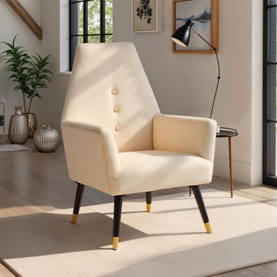 Fwstyle Loretta Stone Velvet Upholstered Padded Accent Armchair - image 1