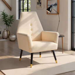 Fwstyle Loretta Stone Velvet Upholstered Padded Accent Armchair