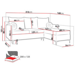 Leon L Living Room Corner Sofa Bed Has Dl Mechanism Storage Box Mdf Frame Bonell Springs 213X168X101Cm Green Right - thumbnail 5