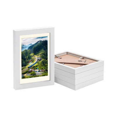 "Nicola Spring Photo Frames With 4"" X 6"" Mount - 5"" X 7"" - White/ivory - Pack Of 5" - image 1