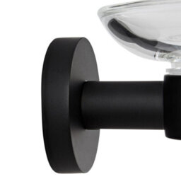 Homestylestore Round Wall Mounted Bathroom Glass Soap Dish With Black Holder - thumbnail 3