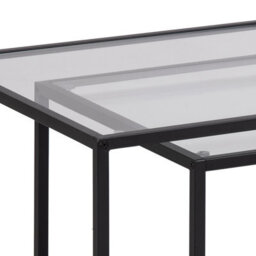 Furniture To Go Seaford Black Metal Coffee Table Set With Glass Top - thumbnail 6