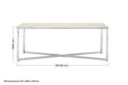 Orsina Allure White Faux Marble Chrome Coffee Table - thumbnail 2
