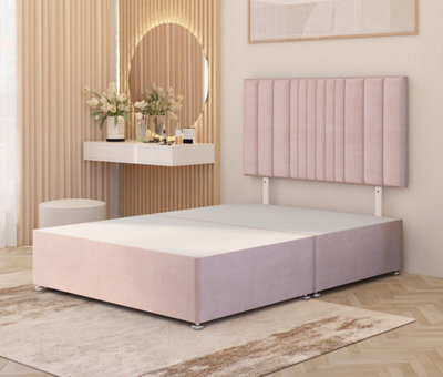Somnior Beds Somnior Alexas Plush Velvet 5Ft King Divan Bed Base With Upholstered Headboard Pink - image 1