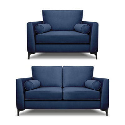 Modern Home Zara 2 Seater And Lovechair Set Navy - image 1