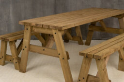 Arbor Garden Solutions Victoria Wooden Picnic Bench And Table Set, Outdoor Dining Set (5Ft, Rustic Brown) - thumbnail 3