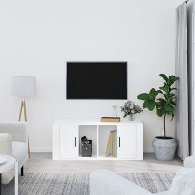Berkfield Tv Cabinet White 100X35X40 Cm Engineered Wood - image 1