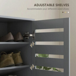 Shoe Storage Cabinet With Slatted Doors For 15 Pairs Of Shoes Grey - thumbnail 4