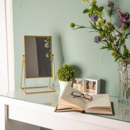 Harbour Housewares Metallic Vanity Mirror - 39 X 22Cm Gold Adjustable Tilt Dressing Table Mirror Sleek Modern Makeup Mirror - thumbnail 7