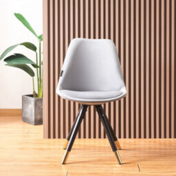 Life Interiors Set Of 4 Light Grey Sofia Ergonomic Modern Dining Chairs Upholstered In Velvet, Metal Legs With Gold End Tips - thumbnail 2