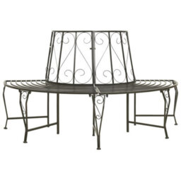 Vidaxl Garden Half Round Tree Bench 160 Cm Steel - thumbnail 1