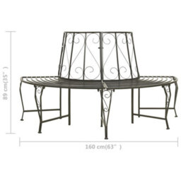Vidaxl Garden Half Round Tree Bench 160 Cm Steel - thumbnail 9