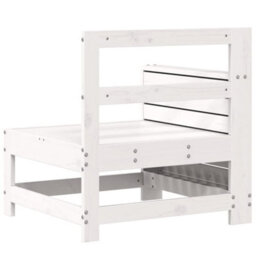 Berkfield Garden Armrest Sofa With Side Table White Solid Wood Pine - thumbnail 6